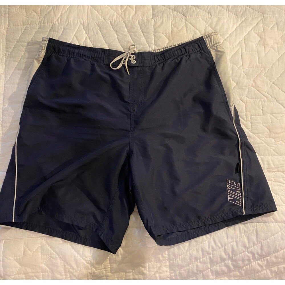 Nike Men’s Navy‎ XL Swimsuit Trunks Side Pockets with Tie Waist Pool Lake